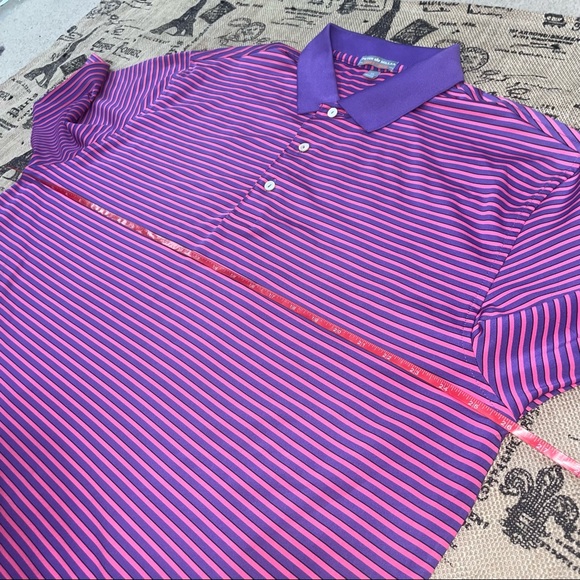 Peter Millar Summer Comfort Purple/Pink Striped Short Sleeve Polo Shirt Size XL - Picture 7 of 10